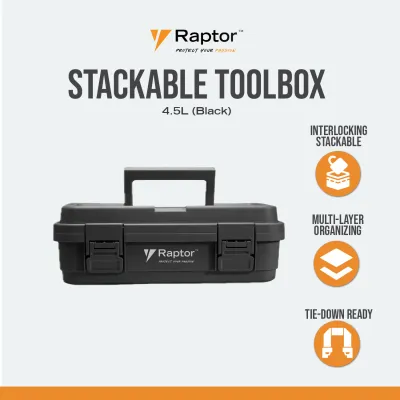 Raptor 4.5L Utility Case Interlocking & Stackable Toolbox