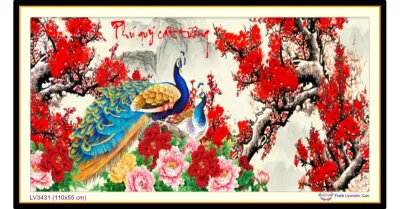 Tranh thêu chữ thập Phú quý bình an LV3137 - tự thêu
