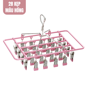 [GIÁ TẠI KHO] Móc Chùm Treo Quần Áo Trẻ Nhỏ Đồ Lót Treo Tất Chống Gió Chất Liệu Thép Cao Cấp không gỉ - 28 kẹp