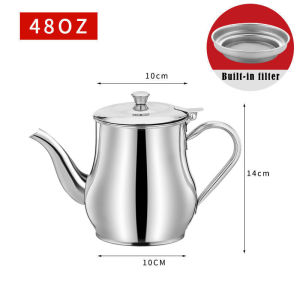 【With Filter】 18/24/48oz  Stainless Steel Oil Container Can Household Oil Strainer Kitchen Oil Filter Pot Oil Storage Bottle