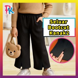 [1-6±Yrs] Seluar Panjang Budak Perempuan Kids Pant Long Pant Bootcut Retro Korea Cotton Black Pant Seluar Hitam Kanak