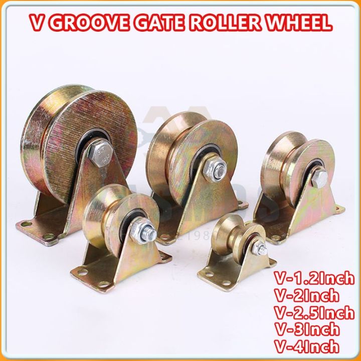 V Groove Heavy Duty Pulley Sliding Gate Roller Wheel Color Steel Pulley ...