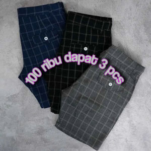 PROMO 100 RIBU DAPAT 3 PCS BISA COD CELANA PENDEK DISTRO PRIA DEWASA KOTAK TARTAN DEWASA PREMIUM SANTAI MURAH