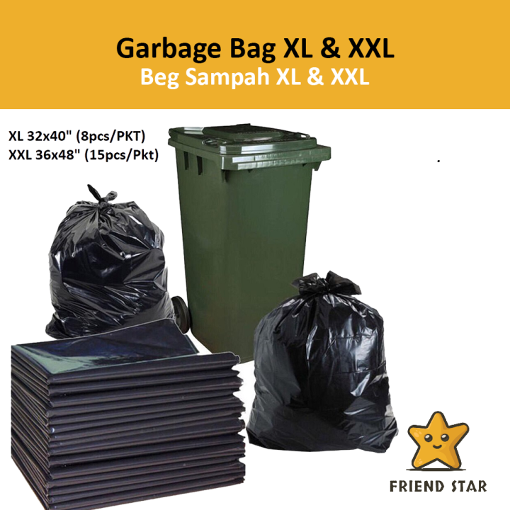 Thick] [2 Sizes] Plastic Garbage Bag Black Size (XL 32x40\
