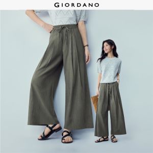 GIORDANO Women Casual Pants Pleated Elastic Waist Casual Pants Casual Stylish Trendy Elegant Comfortable Fashion 18416003