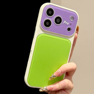 17Pro Cute Dopamine Hit Color Leather Case for iPhone 17 16 15 14 Pro Max Acyrlic Bumper Big Window Camera Protection Cover Capa