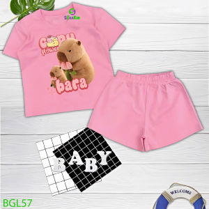 Bộ đồ cho bé gái hình in capy bara cho bé từ 6kg-27kg.BGL57