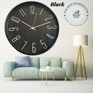 12 inch Wall Clock Minimalist Wood Like Texture Plastic Round Elegant Home Decor Kitchen Bed Living Room Gift