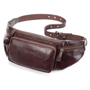 PIUNCLE Brand High Quality Genuine Leather Casual Mens Waist Fanny Packs Vintage Designer Hip Belt Bags For Mobile Phone Pouch Money Pocket Travel Women Shoulder Messenger Bag For Men Cross Body Bags Naturals Leather Men Chest Packs Multi Compartment