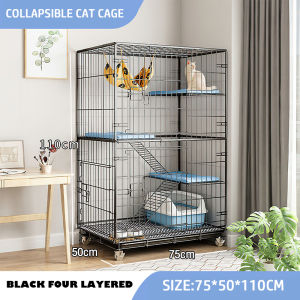 GREENPETS Cat Cage 4 Layer Large Cat Cage Heavy Duty Cat Cage  Pet Cage With Wheels Foldable