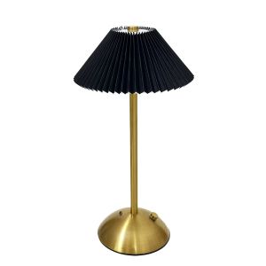 SFFGF Fabric Shade Pleated Desk Lamp Metal Base Pastoral Style LED Night Light Vintage Soft Lights Touch Bedside Lamp Living Room