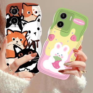 (Lokal Ready) Xinyu Casing hp Vivo Y17S Y36 Y27 Y16 Y15s Y15A Y12S Y12A Y02T Y01 Y02S Y22 Y22s Y35 Y21A Y21S Y33S Y12 Y12i Vivo V25e V27e Y15 Y17 Y11 Y20S Y91C Y19 Y30 Y50 Y53s S1 Rabbit Strawberry Manis Kelinci dan Kucing Pinggir Gelombang TPU Softcase