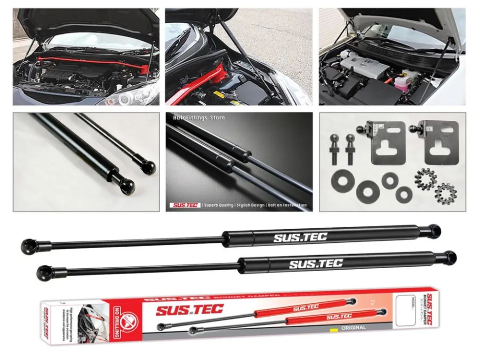 thumbnail interactive-video image 1 of Hood Struts Lift Supports For Toyota Corolla 2014-2017 – Pair, Stainless Steel 1 of 5