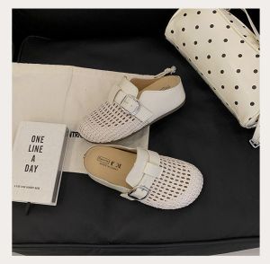 [Free Shipping] Baotou WomenS Half-Slipper Sandals 2026 New Summer Style Outdoor Wear Mesh Woven Hollow Design With Inner Height-Increasing Insole