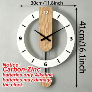 {SG} Wall Clock Modern 3D Quartz Silent Hanging Large Clock With Pendulum Wooden Acrylic Home Decoration ClockFast shipping