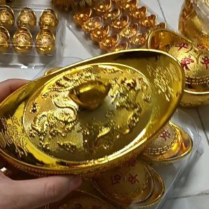 Thỏi vàng tứ linh Long Ly Quy Phượng size 8x12cm làm cây cành vàng lá ngọc trưng bàn Thần Tài