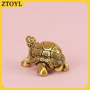ZTOYL Đồng nguyên chất bức tượng Rùa đồng cổ điển rùa bức tượng Máy tính để bàn phong thủy trang trí thu nhỏ đồ cổ trà Pet hàng thủ công Quà Tặng