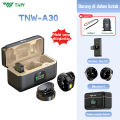 TNW A30 Wireless Clip on Mic Microphone Dual Mikrofon Wireless Mikrofon hp Lavalier Microphone wireless Plug & Play Lapel Mic dan Charging Case for TikTok YouTube Facebook Live Stream. 