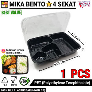 ECER Mika Bento Sekat 4 + Tutup Bintang / Tray Kotak  Box Kotak Makanan PET