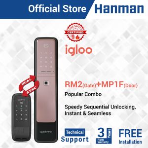 MP1F - IGLOOHOME (PUSH PULL MAIN DOOR LOCK) + RM2 - IGLOOHOME (METAL GATE LOCK) COMBO (SYNC LOCK) (FREE INSTALLATION + 3 YEARS  PART WARRANTY)