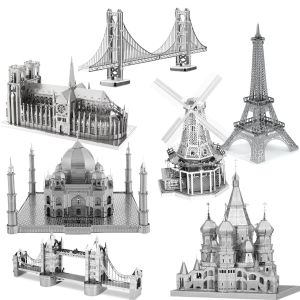 DIY Architectural Handcrafted 3D Metal Jigsaw Puzzles Adult Three-dimensional Models Assembly and Puzzle Toys 金属拼图