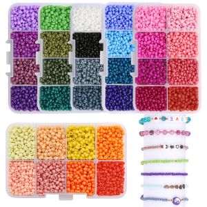 1 Hộp 3Mm 3400 Cái/lốc Glass Beads Seed Czech Charm Pha Lê Spacer Hạt Thủy Tinh Cho Vòng Đeo Tay Vòng Cổ Trang Sức Làm Bộ Dụng Cụ May Handmade Tự Làm Nguồn Cung Cấp Phụ Kiện Thiết Lập
