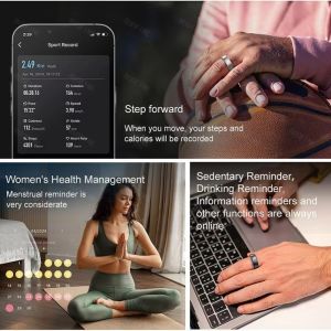 APPOINT Stainless Steel Smart Ring Wireless Charging IP68 Waterproof Health Monitor Ring Sleep Monitor Ring Multi-sport Mode Heart Rate Monitor Ring Men