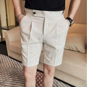 British Style Summer Mens Shorts High Quality Knee Length Casual Short Pants 4 Color Luxury Slim Fit Business Short Pant Homme