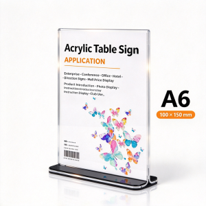 Acrylic T-Shape Display Stand A4 Clear Menu Holder Signage Flyer Poster Transparent Tabletop Rack