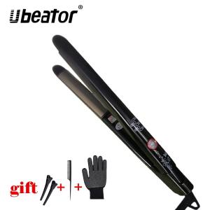 Arcเคลือบเซรามิกคลื่นที่หนีบผมตรงผมดัดผมดูแลเหล็กมืออาชีพจอแสดงผลดิจิตอลมินิไฟฟ้าเหล็กแบนสีดำสีขาว