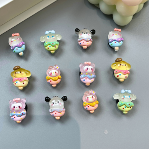 Set 12 Sticker Charm 3D chủ đề Sanri0 trong suốt dạ quang Mayto gắn Dép Sục Cá Sấu JB-183