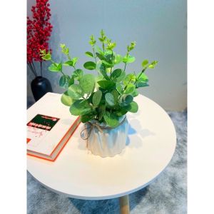 Cành lá táo giả - Bình cắm sẵn - cao 35cm - Cây giả hoa lụa Decor trang trí nhà cửa