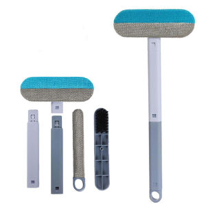Kebidumei 4 in1 Pet Hair Remover Brush Long Handle Reusable Lint Brush for Couches Carpets Clothes Bedding Window Cleaning Brush Pet Fur Cleaning Tool