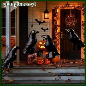 guangtemaoyi 5 10pcs giả chim ma lễ hội Halloween trang trí mô phỏng nhựa đen Crow Halloween thu nhỏ đen Crow bức tượng nhỏ Prop
