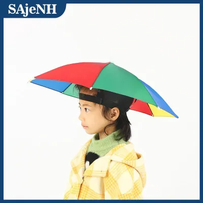 SAjeNH Mũ che mưa Mũ che nắng có thể gập lại mũ đội đầu câu cá không thấm nước mũ đội đầu bãi biển hai lớp chống nắng chống tia cực tím