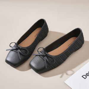 Free Shipping Retro-Style Small-Bow Shallow-Toe Flats For Women New Spring/Autumn Collection Versatile And Comfortable Soft-Soled Shoes
