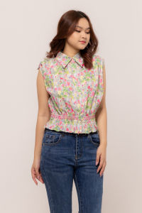 RIMINI - Blus Wanita Bunga Bunga Katun Premium Tanpa Lengan Size XS-XL - Keona Top CC30840-3