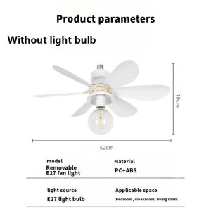 E27 Ceiling LED Light Fan With Remote Control Smart Ceiling Fan With Light Bulb Replaceable Modern Ceiling Fan Inverter With Lights 3 Speed 6 Blades Silent Electric Fan For Living Room  Bedroom
