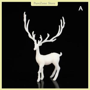 [PureZone] 1Pc Mini Resin Deer Christmas Forest Elk White Dessert Table Decor Merry Christmas Decor For Home Kids New Year Gift