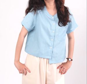 Impéris Fashion | Áo Sơ Mi Xanh Lệch Tà Freesize