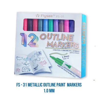 Art Hub - FLYSEA Acrylic Painter Marker Set of 12 Metallic 1.0mm (Permanent Paint Marker Waterproof)