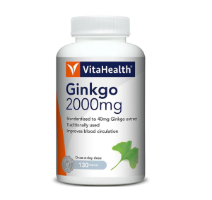 VitaHealth Ginkgo 2000mg 130s - Blood Circulation Brain Memory Vegetarian