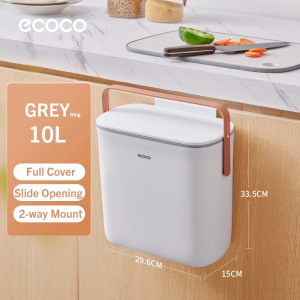 Ecoco Trash Bin for Kitchen Hanging 10L Large Capacity Wall Mounted Trash Can