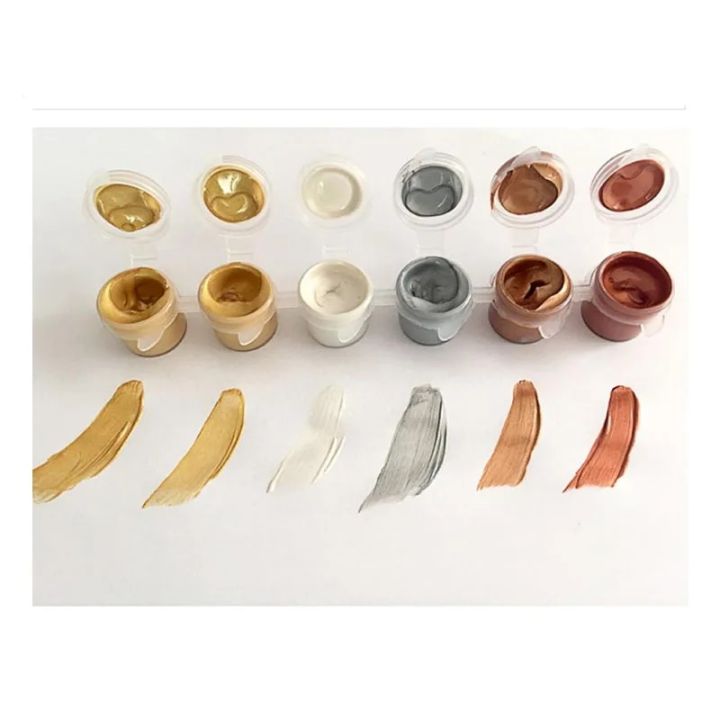 30ml 6x5ml Colors Suit Acrylic Paint Gold Silver Bronze DIY Hand