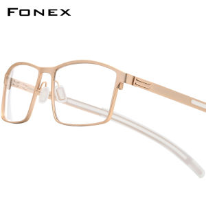 FONEX Alloy Optical Glasses Frame Men Brand Design Square Eyeglasses New Male Metal Silver Korean Style Rectangle Full Ultralight Screwless Eyewear 995