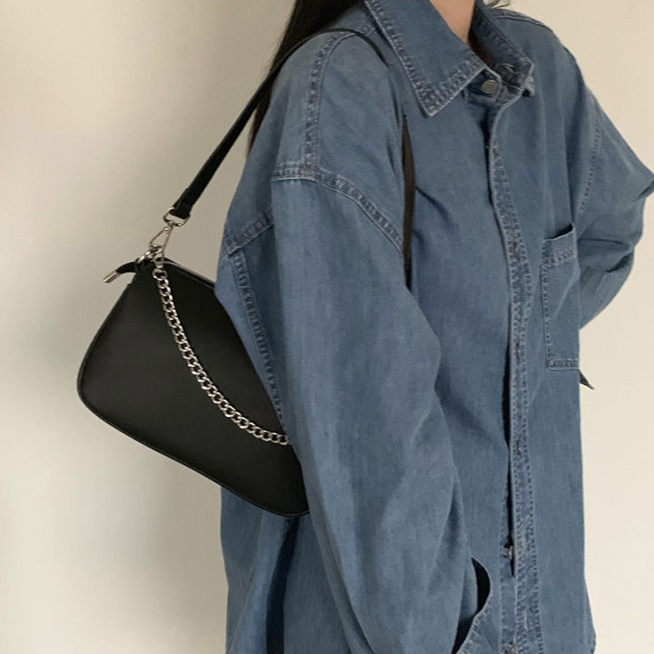 IELGY%20Chain%20Black%20Women's%20bag%20One%20shoulder%20Broadband%20All-match%20Retro%20Zipper%20Crossbody%20-%20Image%205