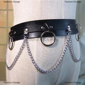 [COD] Fashion Change Faux Leather Metal Circle Chain Tassel Waist Belt Punk Gothic Body Accessories