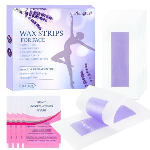 Facial Wax Strips for Hair Removal Facial Hair Removal for Women Waxing Kit for Womens Face Bikini Chest Body Arms Legs Back & Brazilian - 40 Face Wax Strips + 4 Calming Oil