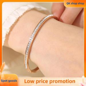 ✨QK shop✨ Fashion Simple Titanium Steel Gypsophila Bangle No Fading Light Luxury Temperament Full Diamond Bracelet For Women Jewelry