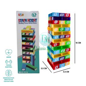 Mainan stacko tower kecil edukasi anak susun balok set permainan keseimbangan family fun game block